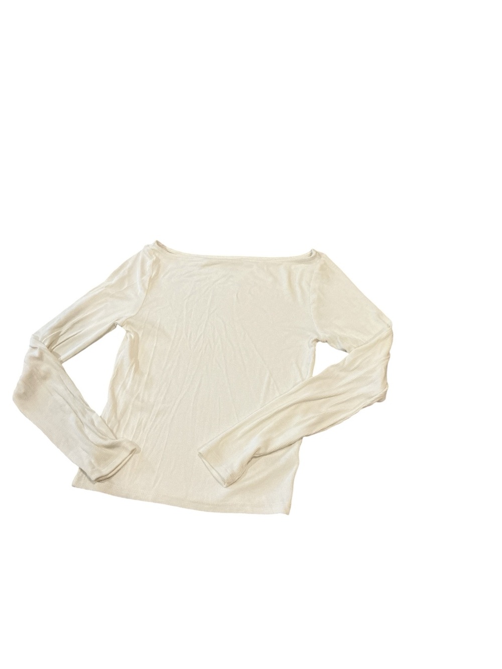 Women's White Ribbed Knit Pullover Top